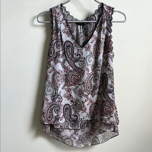 WHBM Paisley Lace Trim Tank Top